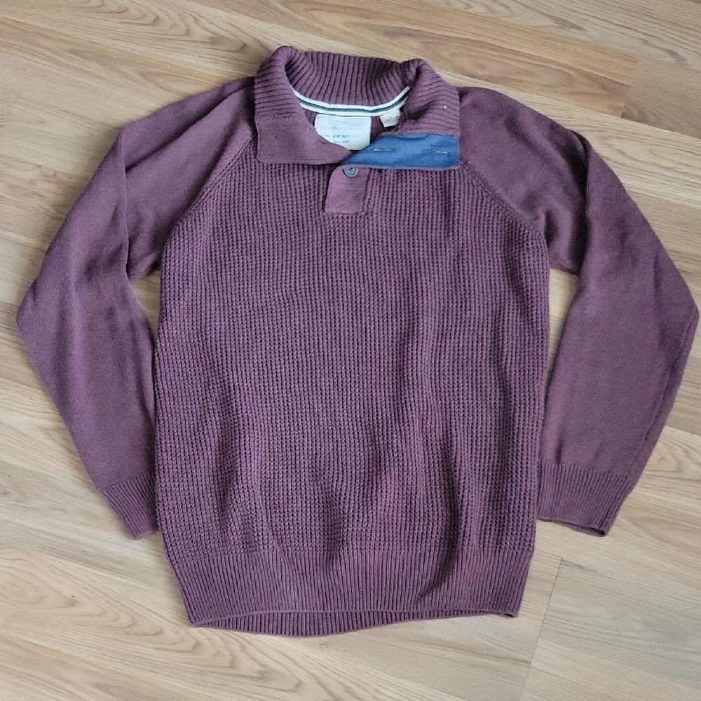 Weatherproof Vintage Men’s Ribbed Polo Sweater - Burgundy - L